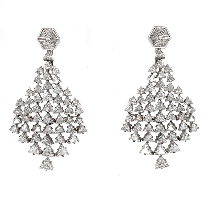 1970 diamond triangle chandelier earrings
