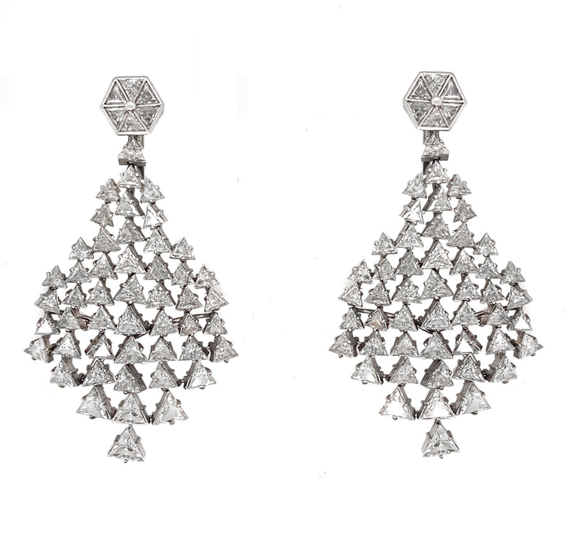 1970 diamond triangle chandelier earrings
