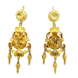 Victorian Etruscan revival gold grape earrings