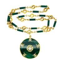 1970 gold and malachite necklace with pendant