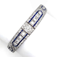 Un bracciale Art Déco in platino, diamanti e zaffiri