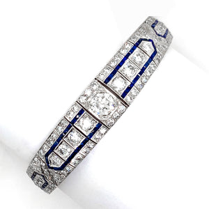 An Art Déco platinum, diamond and sapphire bracelet