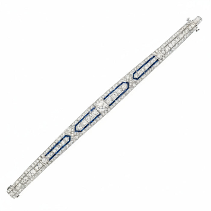 An Art Déco platinum, diamond and sapphire bracelet