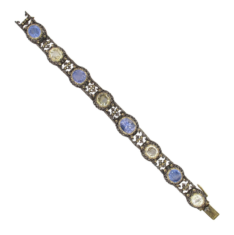 Bracciale Mario Buccellati in argento antico con oro giallo e zaffiri
