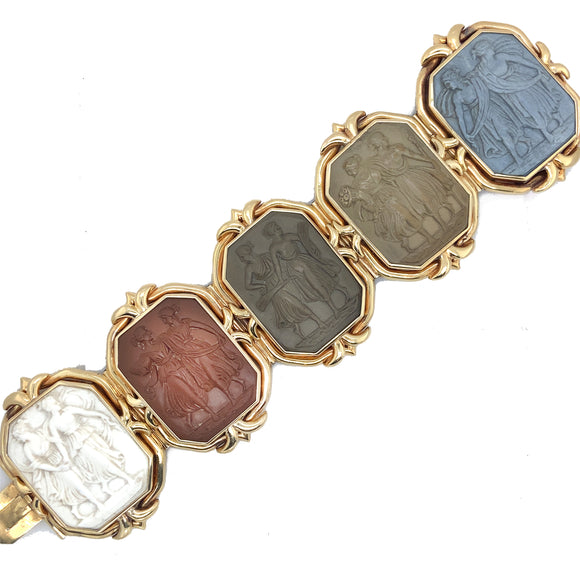 Antique gold and lava cameo bracelet