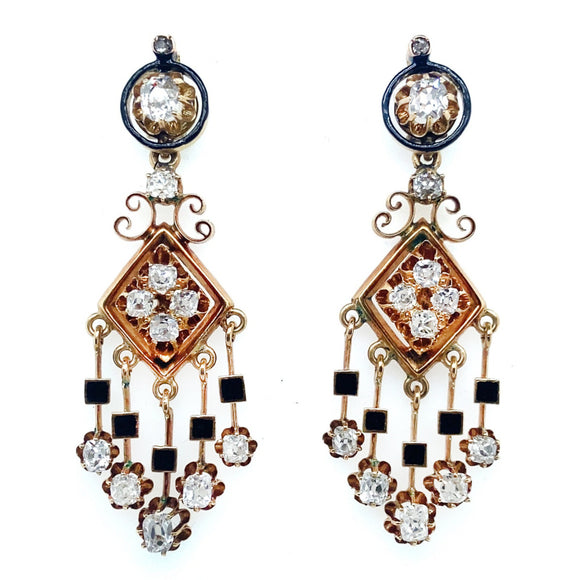 Boucles d’oreilles chandelier en or victorien