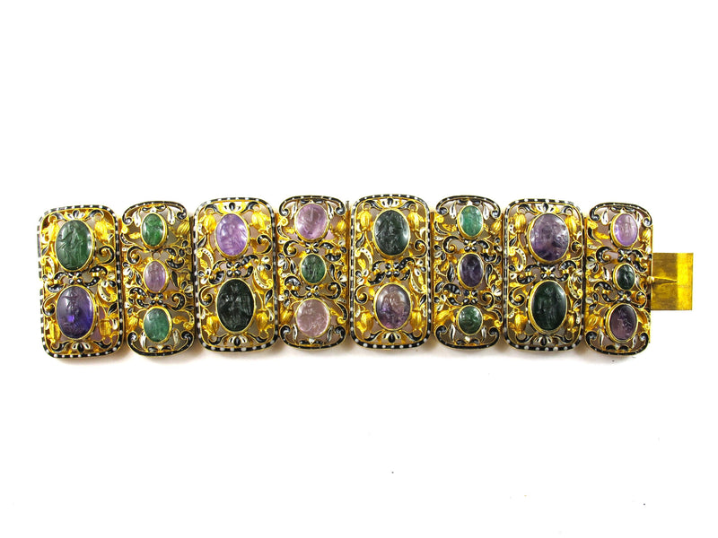 Victorian gold enameled parure with two tiaras