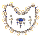 Froment-Meurice gold and lapis lazuli putti parure