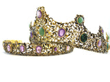 Victorian gold enameled parure with two tiaras