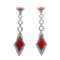 Art Déco platinum diamond and coral earrings. 1925