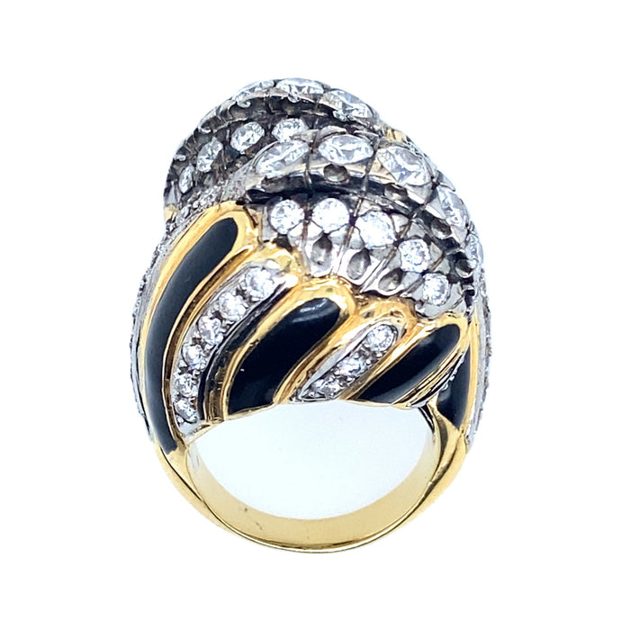 David Webb gold and diamond crossover ring