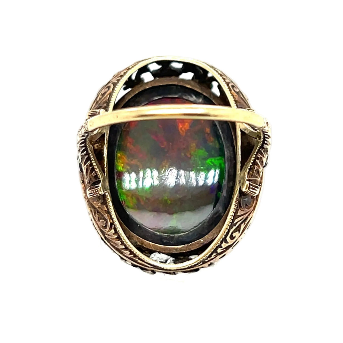 Antique gold, silver and opal ring