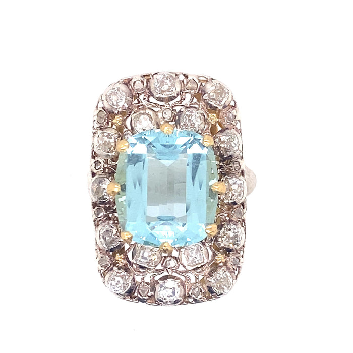 Antique gold diamond and aquamarine ring.