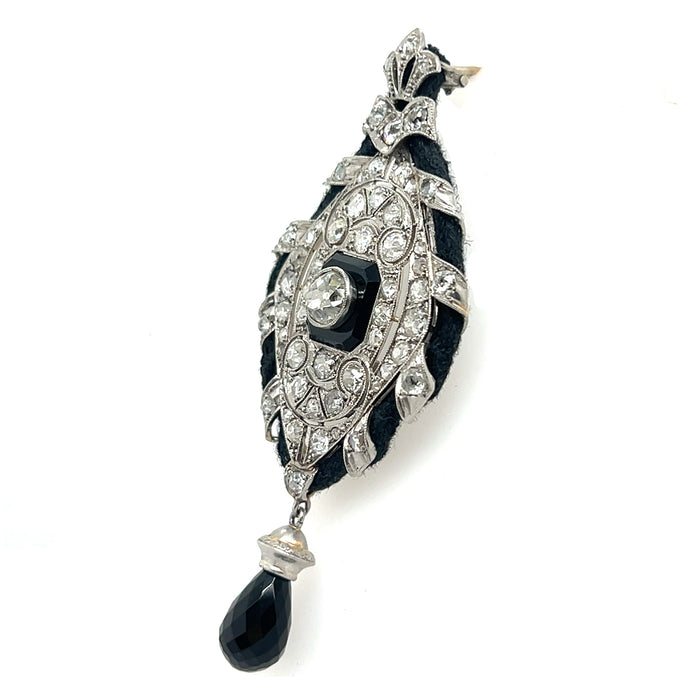 Art Déco diamond and onyx pendant