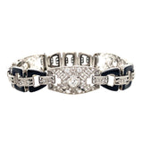 Art Déco platinum and diamond enamel bracelet
