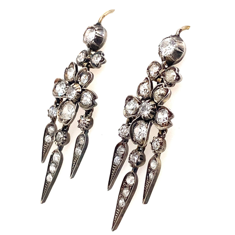 Victorian diamond floral earrings