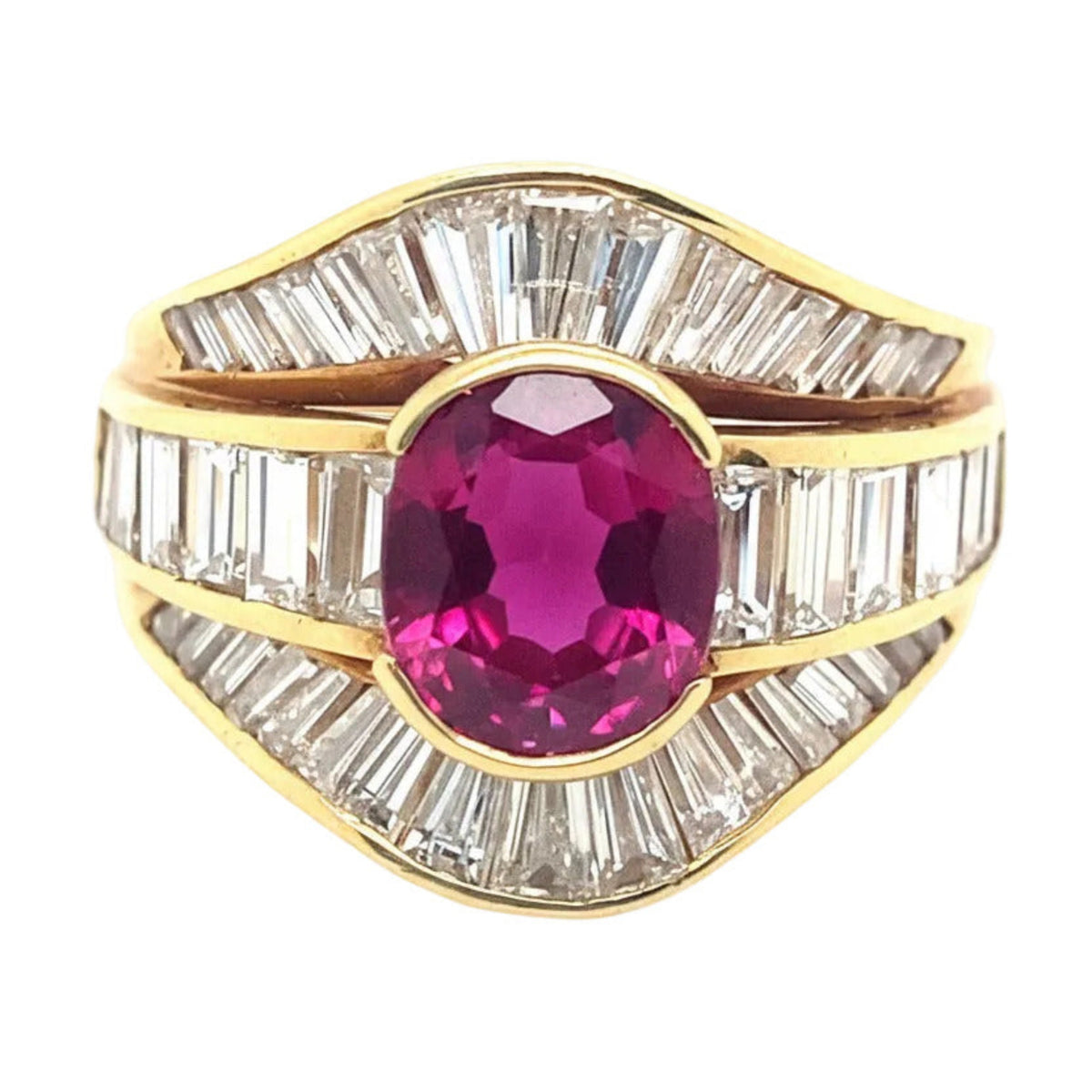 Vintage yellow gold, diamond and Ruby ring