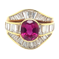Vintage yellow gold, diamond and Ruby ring