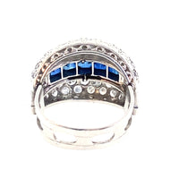 Art Déco platinum diamond and sapphire ring