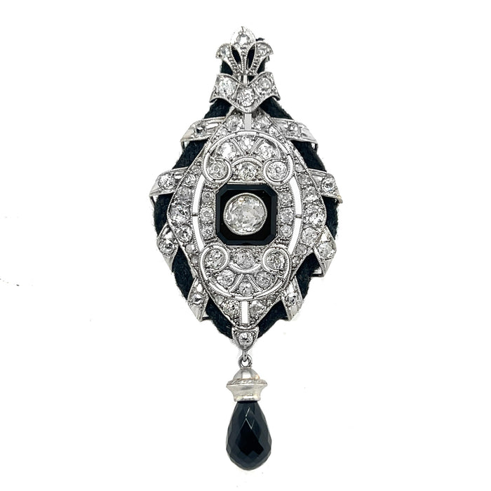 Art Déco diamond and onyx pendant
