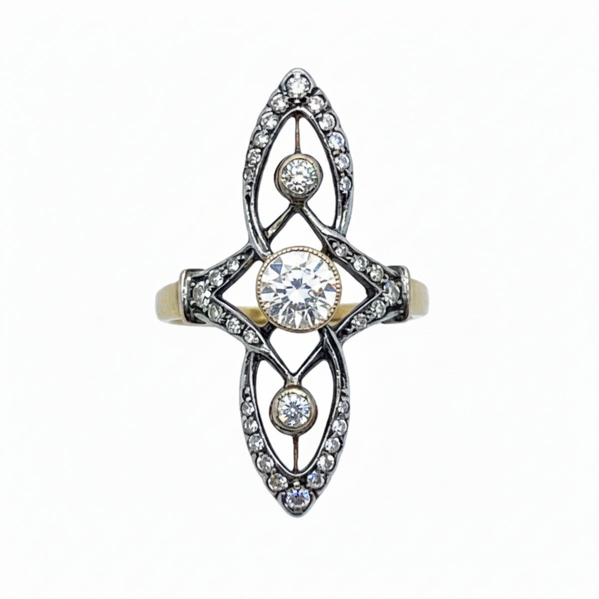Late Victorian diamond marquise ring