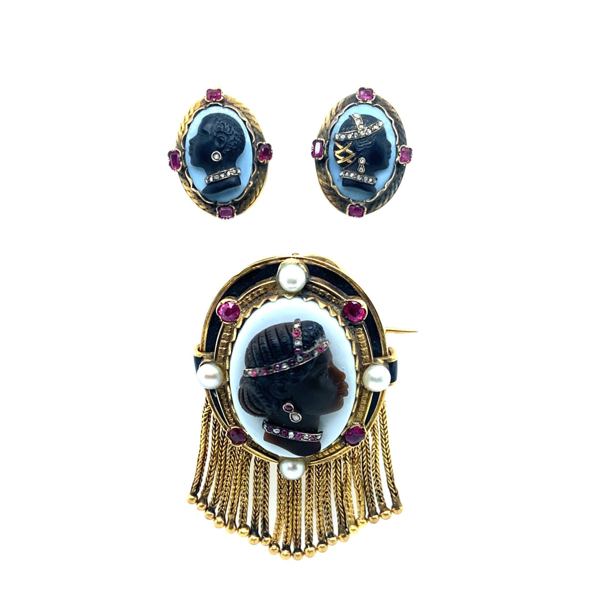 Antique gold jewelled blackamoor Demi Parure