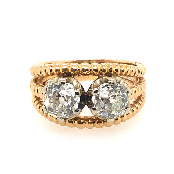 Retro gold platinum and diamond toi te moi ring