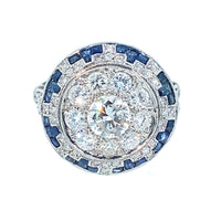Art Déco platinum Diamond and sapphire ring
