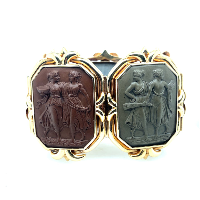 Antique gold and lava cameo bracelet