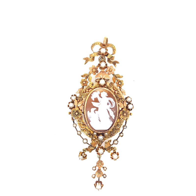 Victorian gold and cameo Demi parure