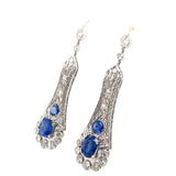 Art Déco platinum diamond and sapphire earrings