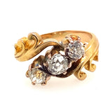 Antique gold and diamond crossover ring, 1900