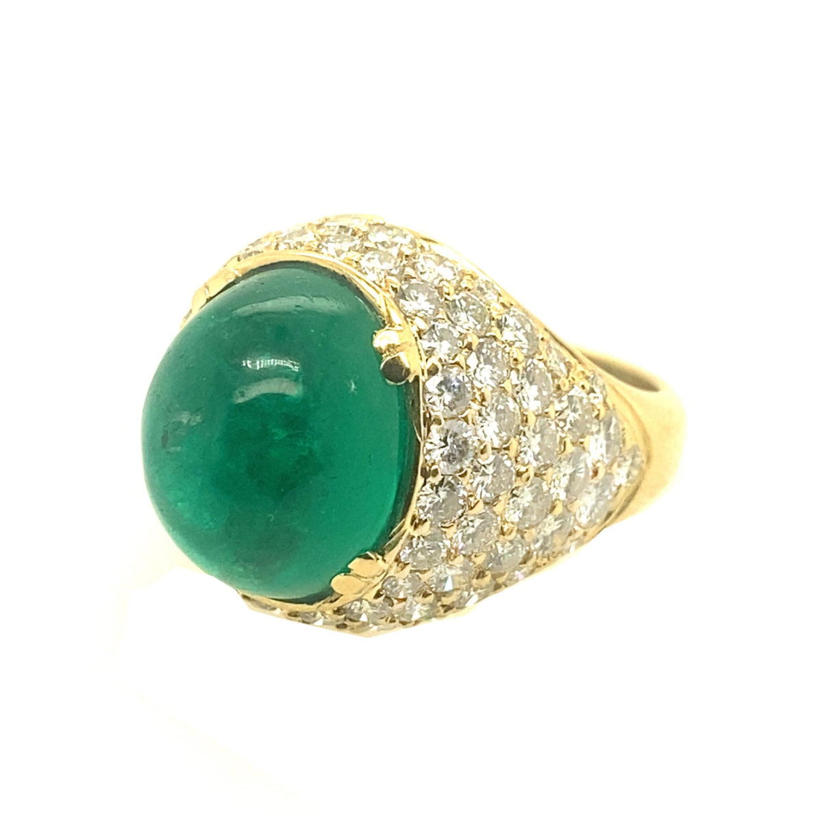 Vintage gold diamond and emerald ring