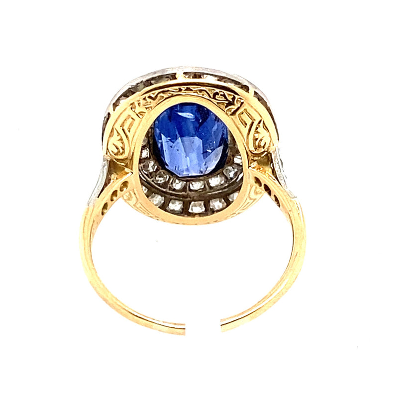 Edwardian diamond and sapphire target ring
