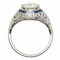 Anello Art Dèco in platino con diamanti