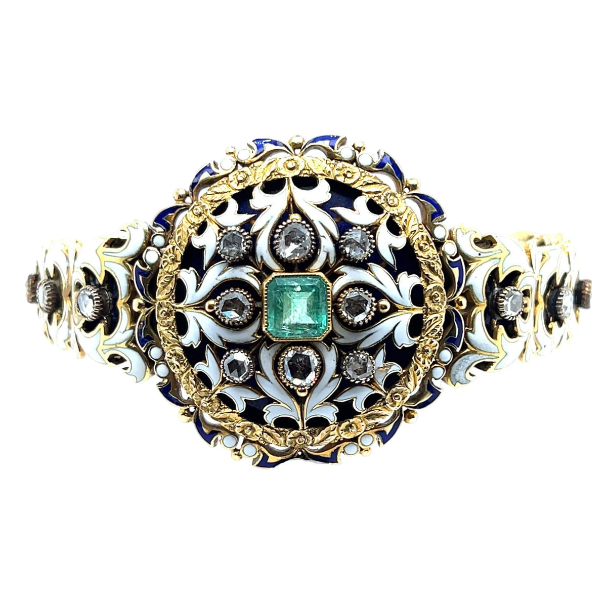 Bracciale Antico in oro giallo smalto e diamanti 