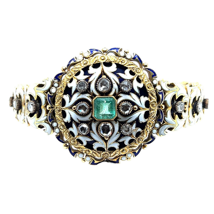 Bracciale Antico in oro giallo smalto e diamanti 