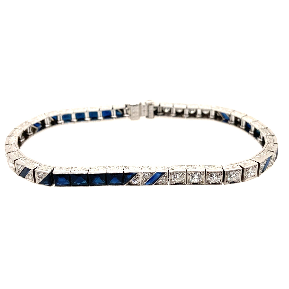 Art Déco platinum diamond and bracelet