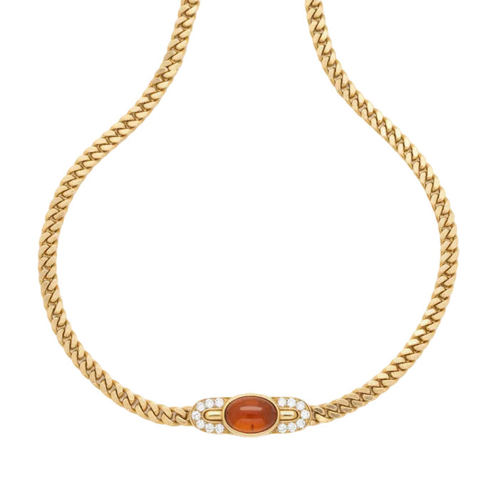 Bulgari gold, diamond and garnet chain necklace