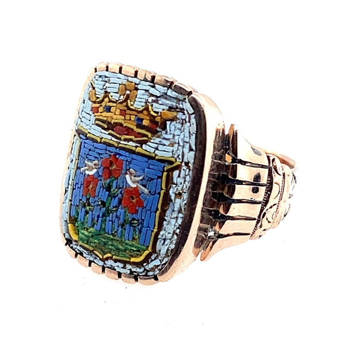 Antique gold and micromosaic ring