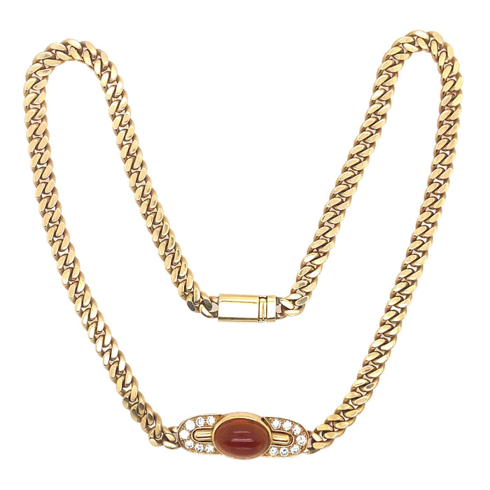 Bulgari gold, diamond and garnet chain necklace