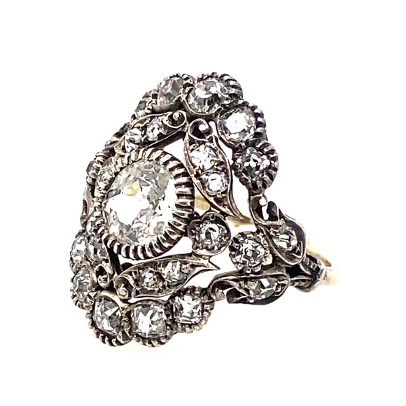 Victorian gold backed diamond ring, 1850