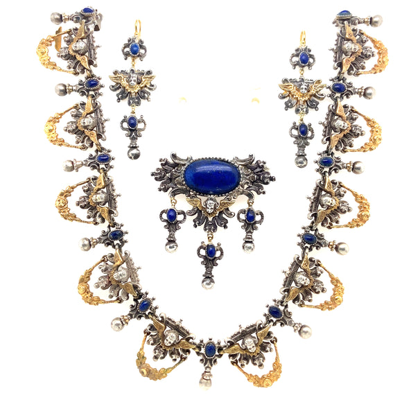 Parure putti or et lapis lazuli du Froment-Meurice