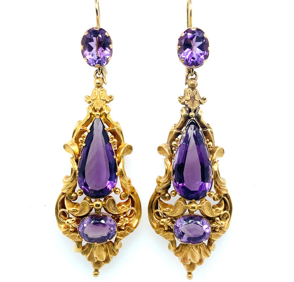 Victorian gold and amethyst earrings
