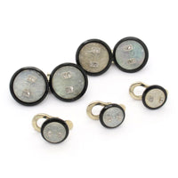 Art Déco platinum, diamond, rock crystal and enamel cufflinks set