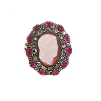 Antico anello in oro diamanti rubini e cammeoa