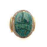 Egyptian Revival scarab gold and diamond ring