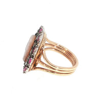 Antico anello in oro diamanti rubini e cammeoa