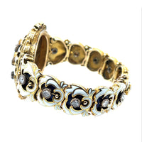 Bracciale Antico in oro giallo smalto e diamanti 