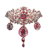 Georgian garnet girandole earrings and brooch Parure